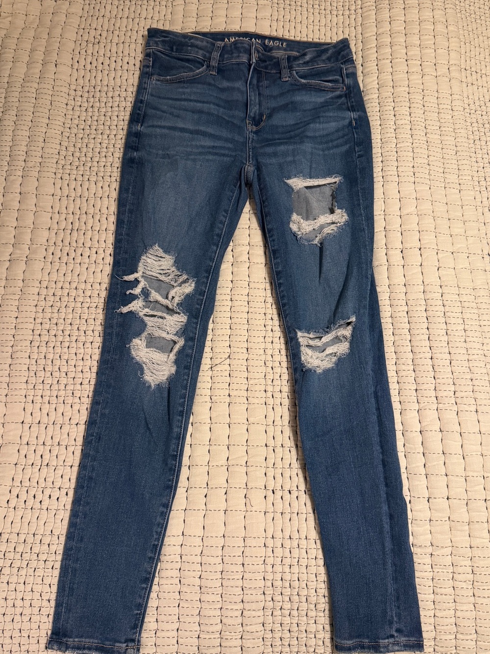 American Eagle Outfitters Women's Ripped Skinny Jeans - Blue
